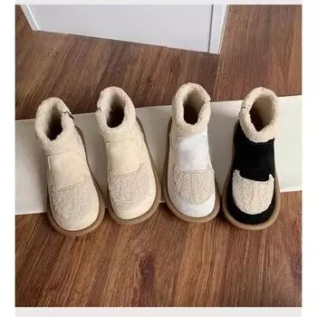 Женские туфли на плоской подошве, зимние ботинки, зимняя плюшевая изоляция 2024 года, новые художественные короткие ботинки, замшевые ботинки на мягкой подошве 35 абрикосовый