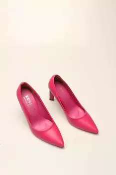 Женские туфли на шпильке из кожи фуксии