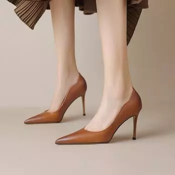 Женские туфли на шпильке, новые винно-красные туфли во французском стиле, темпераментные, коричневые, профессиональные, с низким вырезом, на высоких каблуках с острым носком 34 чёрный