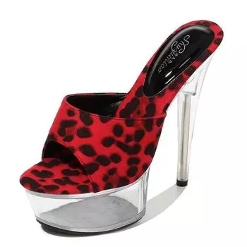 Женские туфли на шпильке, пикантная модель для подиума, туфли с леопардовым принтом и кристаллами, серия 190, каблук 15 см, платформа LFD 4,5 см 34 белый