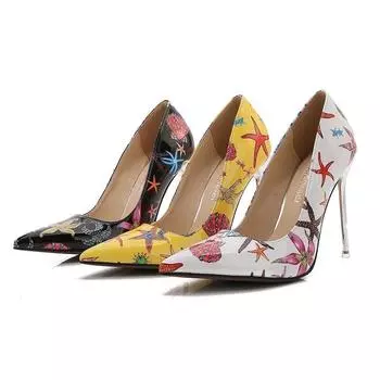 Женские туфли на шпильке, пикантные блестящие туфли-лодочки с острым носком на каблуке 11 см WZ 35 белый