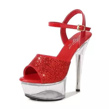 Женские туфли на шпильке, пикантные подиумные модели со стразами, туфли с кристаллами, свадебные туфли, банкетная обувь, серия 190, каблук 15 см, платформа LFD 4,5 см 34 чёрный