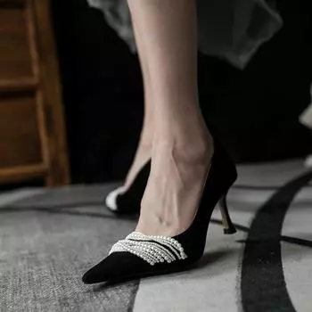 Женские туфли на шпильке с острым носком из бисера, светлые хлопковые свадебные туфли на высоком каблуке 39 белый
