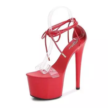 Женские туфли на шпильке, женская обувь, сандалии, летние сексуальные туфли на высоком каблуке, красные, на высокой шпильке, серия 181, каблук 16,5 см, платформа 7 см, LFD 34 белый