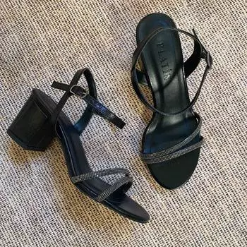 Женские туфли на среднем каблуке из веганской кожи