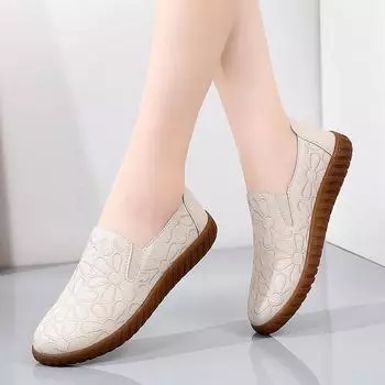 Женские туфли на танкетке из натуральной кожи — нескользящая, толстая подошва, мягкая и удобная повседневная обувь. 35 серый