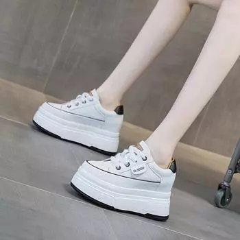 Женские туфли на танкетке на платформе и танкетке 2024 года — толстая подошва, скрытый каблук, повседневный тренд Cotton; 9cm heel; size 39 жёлтый