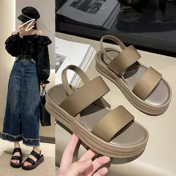 Женские туфли на танкетке с регулируемым размером каблука 35 чёрный