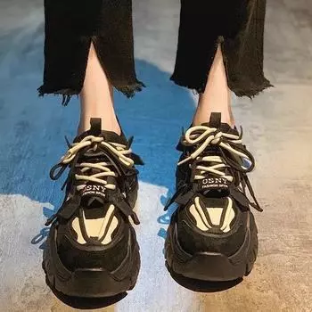 Женские туфли на толстой подошве из жареного бархата для улицы 2024 года, новая модная универсальная спортивная обувь ins tide 35