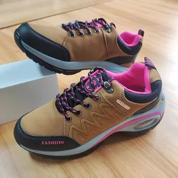 Женские туфли на толстой подошве, легкие дизайнерские кроссовки со шнуровкой, красные походные туфли, новые модные для ходьбы, большие размеры 35 чёрный