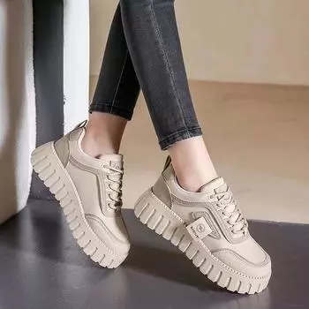 Женские туфли на толстой подошве, осенние, новые, увеличивающие рост, кроссовки, повседневные, универсальные, летние, белые, спортивные туфли 35