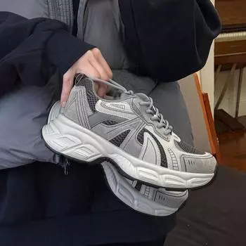 Женские туфли на толстой подошве с увеличенным голенищем, весна 2025, новые кожаные женские туфли, повседневные, легкие и дышащие спортивные кроссовки для бега 35