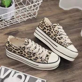 Женские туфли на толстой подошве, увеличивающие рост, из парусины и платформы 35 чёрный