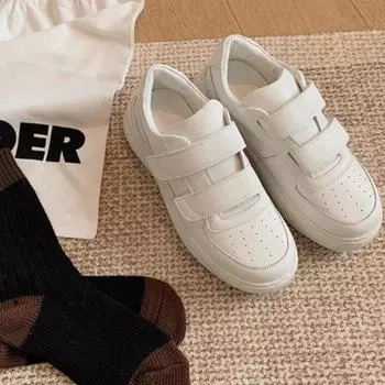 Женские туфли на толстой подошве, увеличивающие рост, кроссовки на липучках, белые туфли из натуральной кожи, спортивная обувь 35 белый