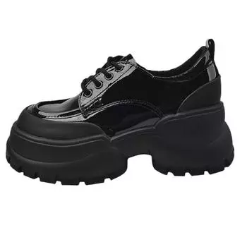 Женские туфли на толстой подошве в английском стиле, французского дизайна, осенние туфли с глубоким носком, новые черные туфли цвета бисквита на удачу 35