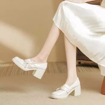 Женские туфли на толстом блочном каблуке, нескользящие, для ходьбы, туфли Мэри Джейн на платформе, повседневные, для свадебной вечеринки, туфли-лодочки на низком каблуке, с круглым носком, для работы, нарядные туфли для женщин 34 абрикосовый