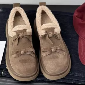 Женские туфли на толстом каблуке, осенние, новые, с круглым носком, с глубоким ртом, замшевые, с бабочкой, на толстой подошве, с низким верхом 35