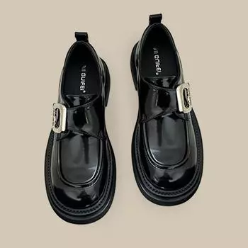 Женские туфли на толстом каблуке, туфли-лоферы на толстой платформе с рифленой подошвой, средний каблук, квадратный носок, рабочая обувь для прогулок с пряжкой 36