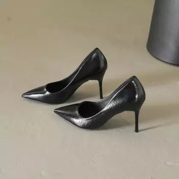 Женские туфли на тонком каблуке. Профессиональные советы по работе. Не утомляющие ноги. Удобная мягкая обувь из искусственной кожи для работы. Удобная и легкая. 34 чёрный