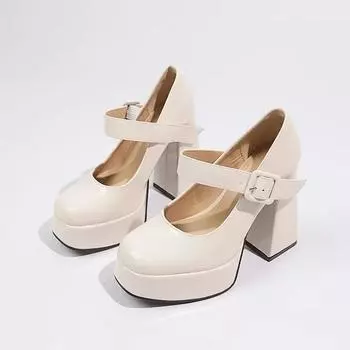 Женские туфли на высоком каблуке 12 см, французские туфли Мэри Джейн, толстый каблук, водонепроницаемая платформа, супер одинарные туфли, Sandalias De Tacn 35