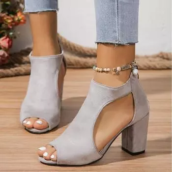 Женские туфли на высоком каблуке 2024 года, летняя мода, повседневные туфли-лодочки, обувь для активного отдыха, сандалии на каблуке для женщин, удобная рабочая обувь 36 чёрный