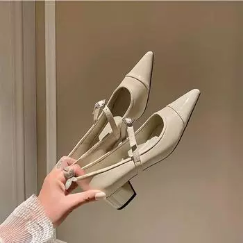 Женские туфли на высоком каблуке 4 см, женские туфли на каблуке из натуральной кожи, модные, для отдыха, свадьбы, лаконичные туфли-лодочки для зрелых людей, размер 34-39 34 белый