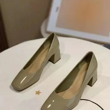 Женские туфли на высоком каблуке, модные, офисные, свадебные, вечерние, туфли, средний каблук, осень 34 чёрный