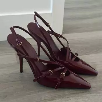 Женские туфли на высоком каблуке, модные, с пряжкой, роскошные женские босоножки на высоком каблуке 34