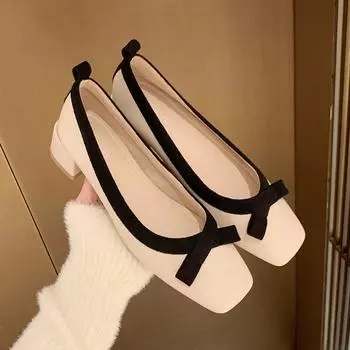 Женские туфли на высоком каблуке, новые элегантные туфли-лодочки во французском стиле из натуральной кожи, повседневные туфли-лодочки, модные дизайнерские туфли-лоферы 34 бежевый