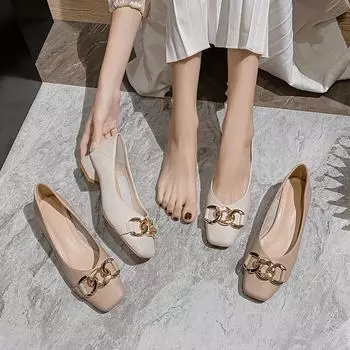 Женские туфли на высоком каблуке с квадратным носком и толстым каблуком во французском стиле — весенняя коллекция 2022 г. 38 покинуть белый