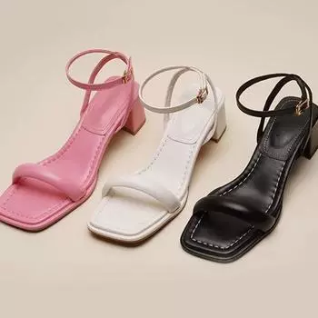 Женские туфли на высоком каблуке с мягкой подошвой розового цвета и квадратным носком — стильные босоножки на летнем каблуке 2023 года, доступны маленькие размеры 35