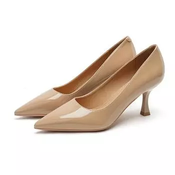 Женские туфли на высоком каблуке с острым носком, сексуальные туфли-лодочки на тонком каблуке 7 см, черные, телесные, из матовой кожи, на шпильке 34