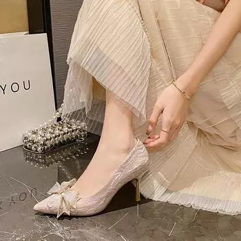 Женские туфли на высоком каблуке с острым носком ZHR - свадебные туфли со стразами во французском стиле 2023 года 36