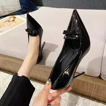 Женские туфли на высоком каблуке, свадебные туфли-лодочки, женские туфли-лодочки с металлической пряжкой-цепочкой, туфли на низком каблуке-шпильке телесного зеленого цвета для выпускного вечера 34 бежевый