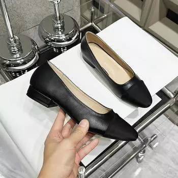 Женские туфли на высоком каблуке весна-лето для женщин с заостренным носком на низком каблуке, туфли-лодочки без застежек, повседневная женская обувь для офиса и карьеры 35