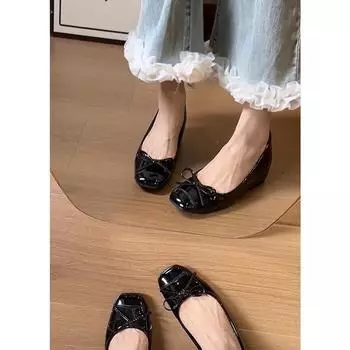 Женские туфли Nude single 2025 года, новые, с внутренней стороны, увеличивающие высоту, на плоской подошве, балетки, неглубокая мягкая подошва, туфли Doudou 35 чёрный