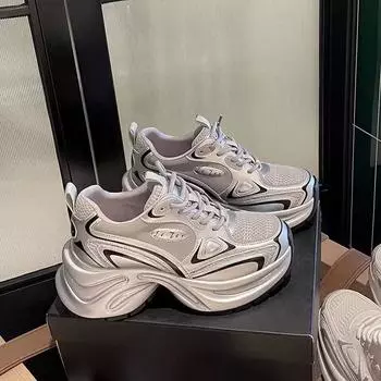 Женские туфли-папы в том же стиле, весна-лето, новые, на толстой подошве, увеличивающие рост, женские повседневные кроссовки из кожи 35