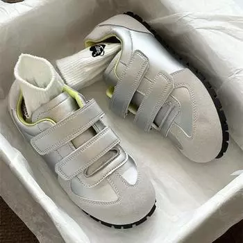 Женские туфли Puff на липучке, белые туфли, женские немецкие кроссовки, лето 2025, новые универсальные повседневные туфли на платформе с низким каблуком 35