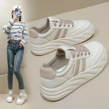 Женские туфли с хлебом, новые весенние студенческие туфли в корейском стиле, универсальные туфли на платформе с большим головным убором, весенне-осенняя повседневная обувь Xw803 35