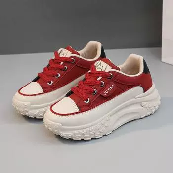 Женские туфли с круглым носком красного цвета, удобные, универсальные, на толстой подошве, в британском стиле, модные, теплые, с добавлением пуха 40 белый