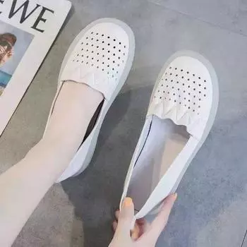 Женские туфли с круглым носком Слипоны Женские балетки Белые лоферы Тренд Отпуск 2025 Высокое качество Мода Молодежные Дешевые Распродажа 39 35