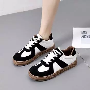 Женские туфли с круглым носком, весенние, мягкие, толстые, с подходящим цветом, немецкие кроссовки, женские, спортивные, повседневные, универсальные, белые туфли 35