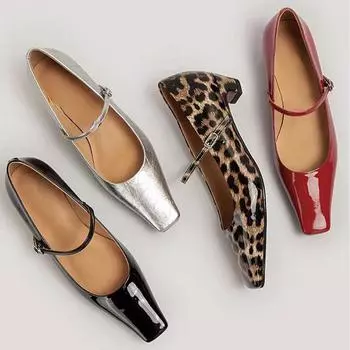 Женские туфли с квадратным носком и леопардовым принтом, дизайнерские туфли на среднем каблуке, модные новые тенденции 2024 года, осеннее платье для прогулок, Mujer Zapatillas 35 чёрный
