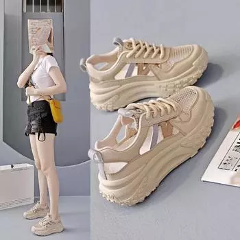 Женские туфли с ощущением какашки, сетчатые туфли с дышащей сетчатой поверхностью, тонкие спортивные туфли, летние белые туфли с выемками 35 красный