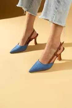 Женские туфли с острым носком и пряжкой на стеклянном каблуке 71-32-24