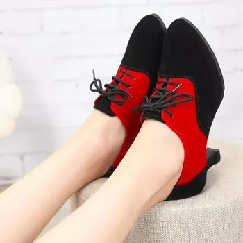 Женские туфли с острым носком на среднем каблуке для современных латиноамериканских танцев, сальсы, танго, бальные танцы, туфли для женщин, каблук 5 см 34 красный