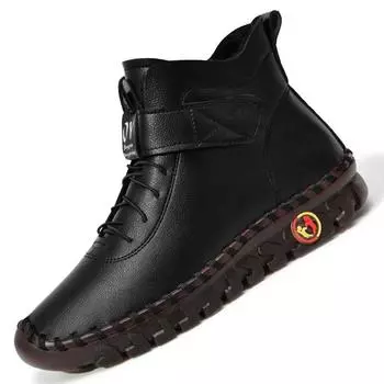 Женские туфли с плюшевой подкладкой, высокие хлопковые туфли, зимние туфли на высоком каблуке, прошитая мягкая подошва, плоская подошва, повседневная обувь 42