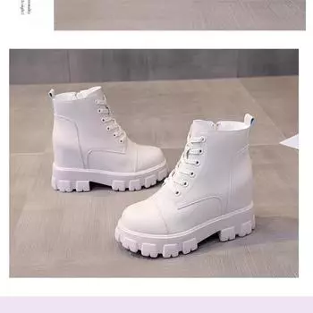 Женские туфли с прибавкой в росте 10 см на плюшевой подкладке, зимние новые короткие ботинки в британском стиле, женские ботинки Martin на толстой подошве 35