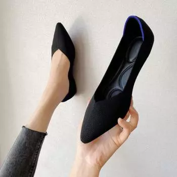 Женские туфли с принтом 2024 года Туфли на плоской подошве Туфли с одним носком Вязаные туфли с острым носком Туфли на плоской подошве Удобные мокасины 34 абрикосовый