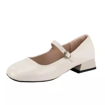 Женские туфли с пряжкой и ремешком на высоком каблуке, классические туфли для офиса и карьеры, туфли-лодочки для женщин с квадратным носком и неглубоким низким каблуком для женщин 35
